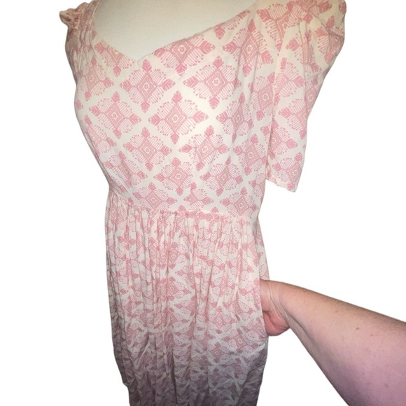 Radoss Women's Dress Size L Pink & Cream 50's Inspired Short Sleeve Knee Length - Picture 7 of 8